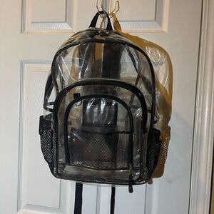 East sport PVC  Clear extra large backpack with black nylon padded straps